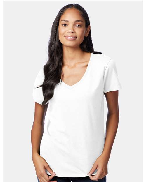 Hanes - Camiseta de cuello en V Perfect-T para mujer - S04V
