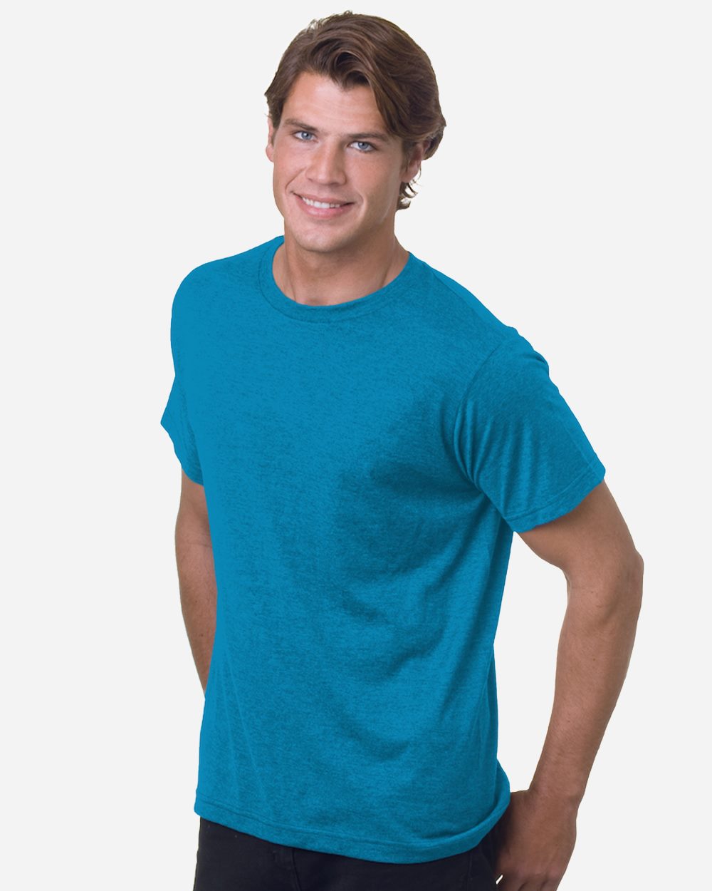 Bayside - Camiseta unisex de jersey fino 50/50, fabricada en EE. UU. - 5010
