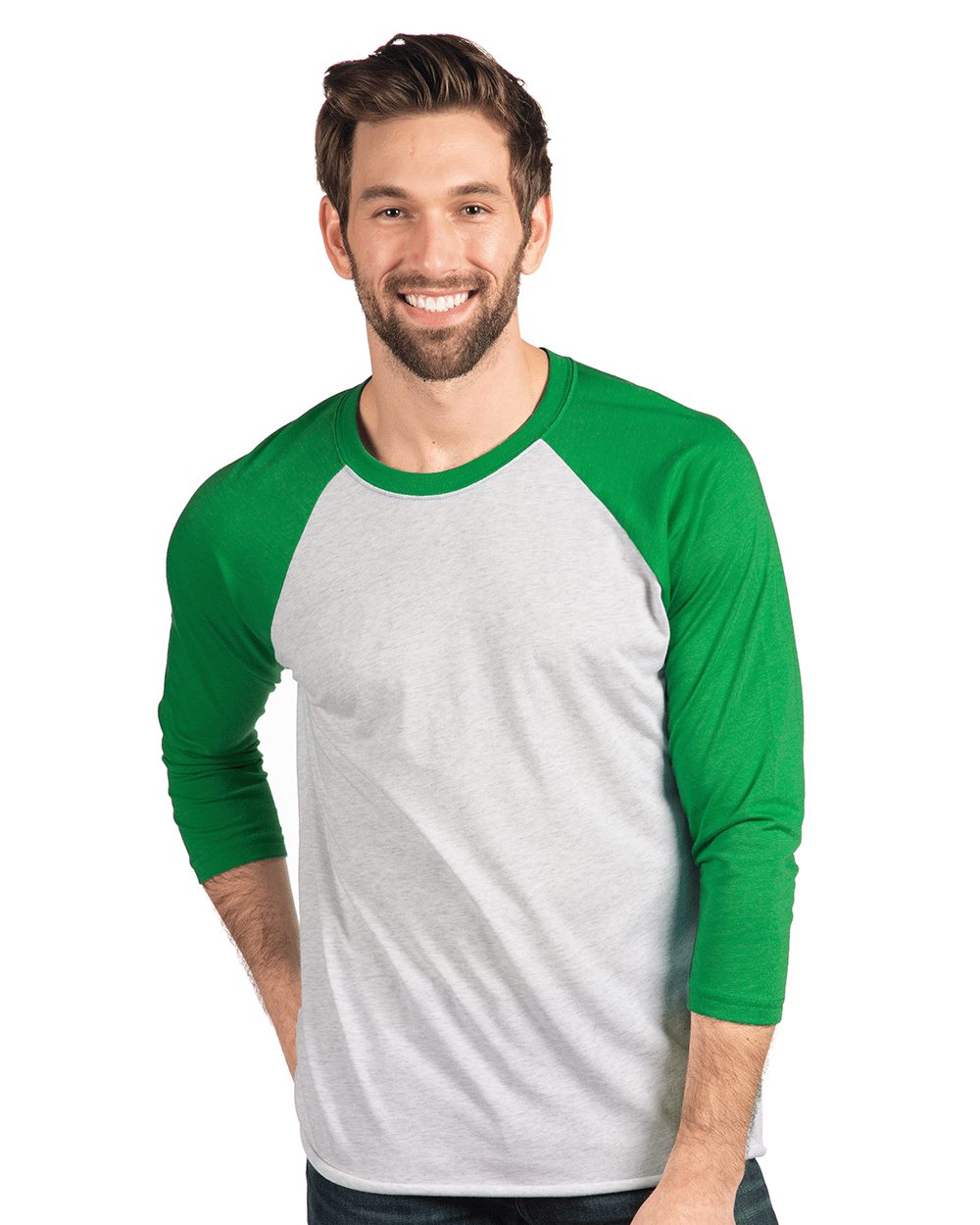 Next Level - Camiseta unisex de manga raglán de tres cuartos de mezcla triple - 6051
