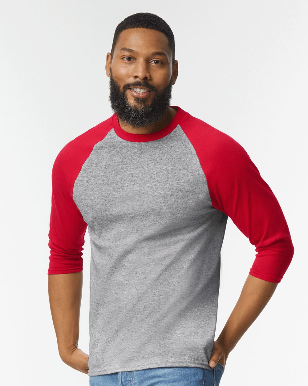 Gildan - Camiseta unisex de algodón pesado™ con manga tres cuartos y raglán - 5700