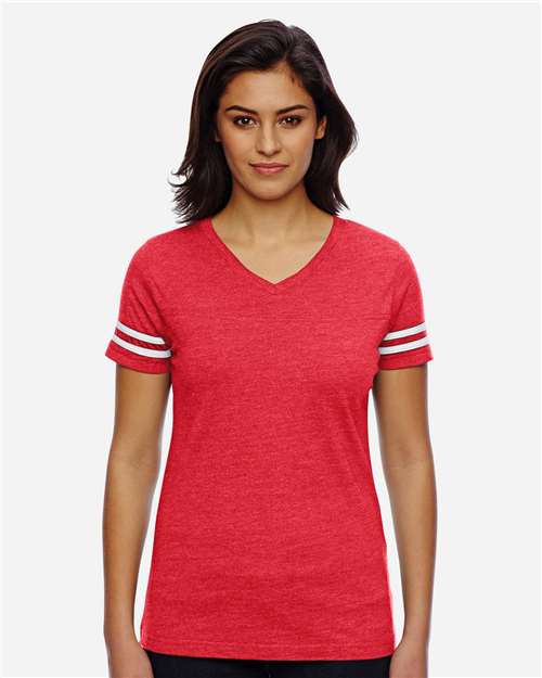 LAT - Women's Football V-Neck Fine Jersey Tee - 3537
