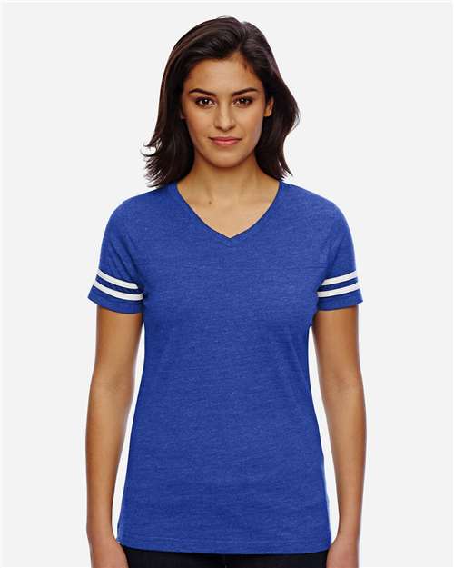 LAT - Women's Football V-Neck Fine Jersey Tee - 3537