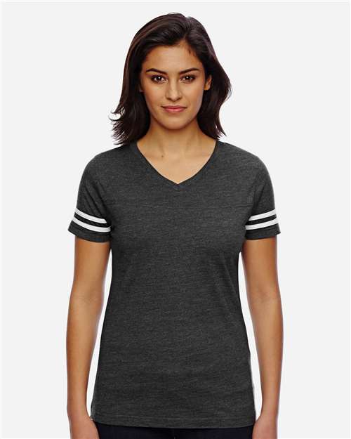LAT - Women's Football V-Neck Fine Jersey Tee - 3537