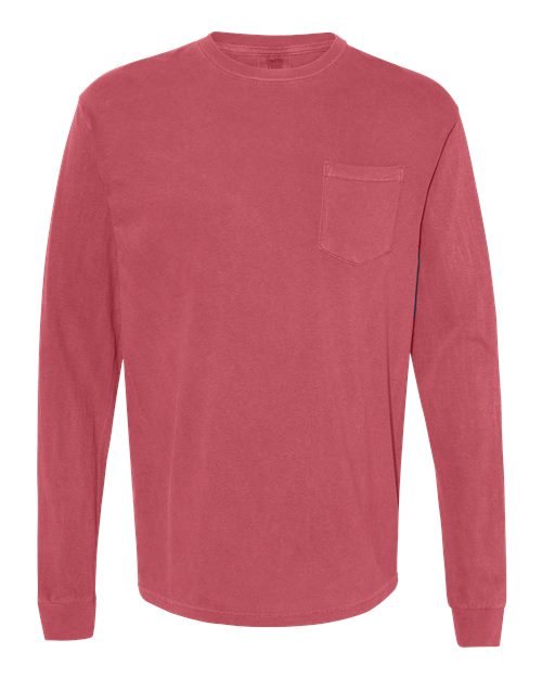 Comfort Colors - Camiseta unisex de manga larga con bolsillo y teñido en prenda - 4410