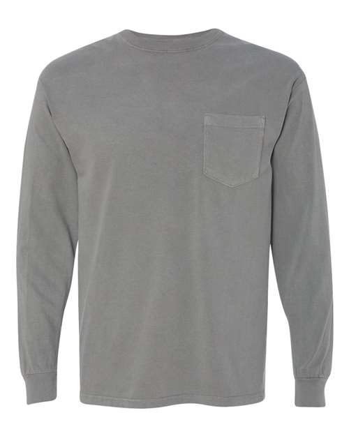 Comfort Colors - Camiseta unisex de manga larga con bolsillo y teñido en prenda - 4410