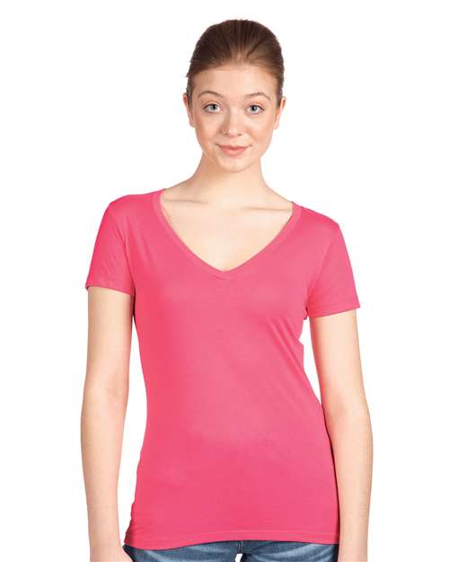 Next Level - Camiseta de cuello en V ideal para mujer - 1540