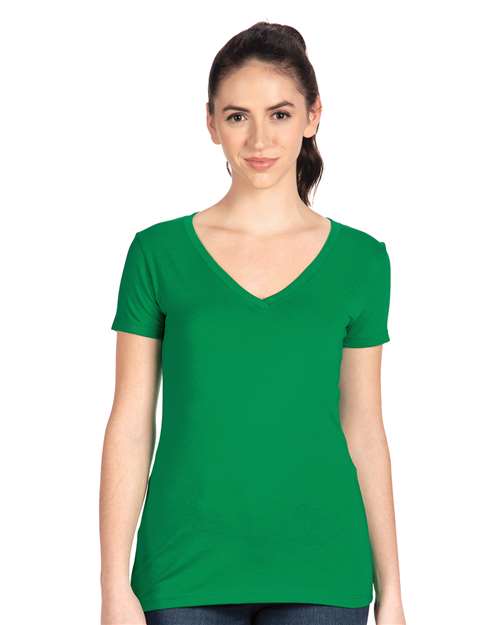 Next Level - Camiseta de cuello en V ideal para mujer - 1540