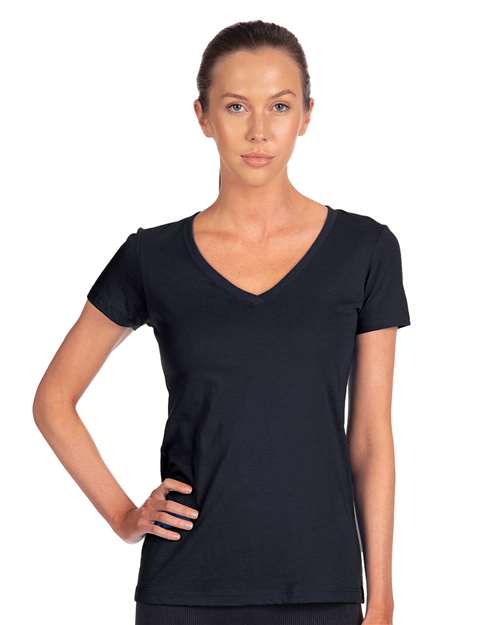 Next Level - Camiseta de cuello en V ideal para mujer - 1540