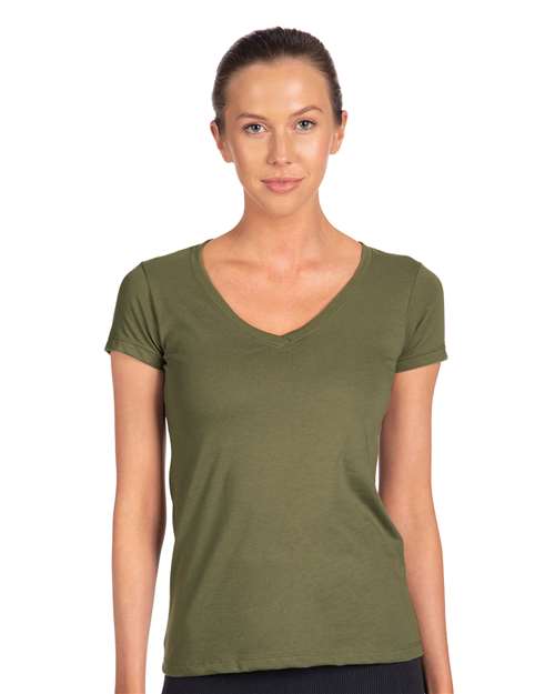 Next Level - Camiseta de cuello en V ideal para mujer - 1540