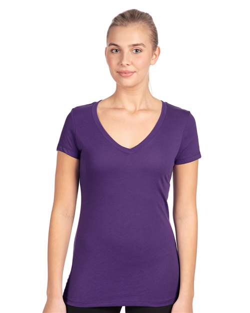 Next Level - Camiseta de cuello en V ideal para mujer - 1540