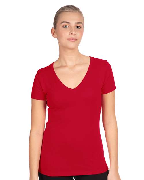 Next Level - Camiseta de cuello en V ideal para mujer - 1540