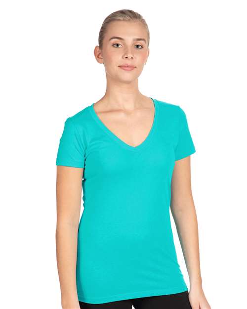 Next Level - Camiseta de cuello en V ideal para mujer - 1540