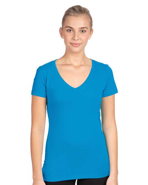 Next Level - Camiseta de cuello en V ideal para mujer - 1540
