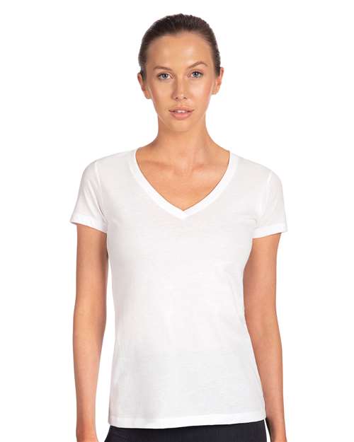 Next Level - Camiseta de cuello en V ideal para mujer - 1540