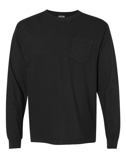 Comfort Colors - Camiseta unisex de manga larga con bolsillo y teñido en prenda - 4410