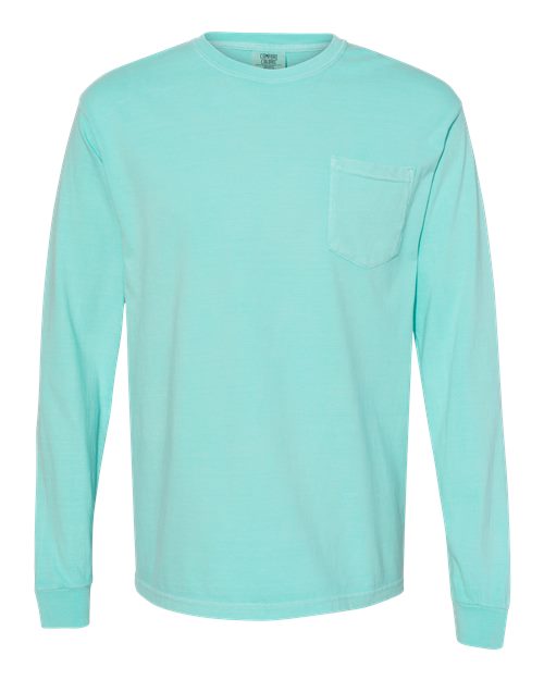 Comfort Colors - Camiseta unisex de manga larga con bolsillo y teñido en prenda - 4410