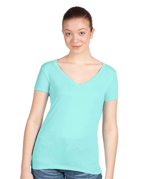Next Level - Camiseta de cuello en V ideal para mujer - 1540