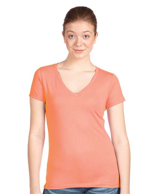 Next Level - Camiseta de cuello en V ideal para mujer - 1540