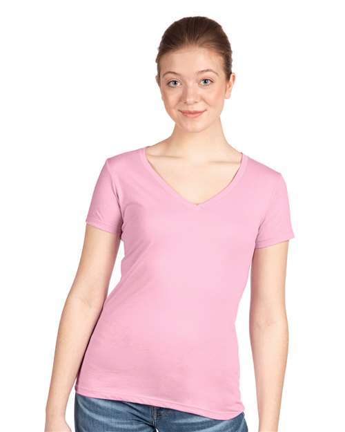 Next Level - Camiseta de cuello en V ideal para mujer - 1540