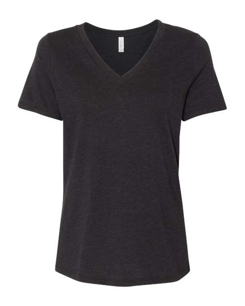 BELLA + CANVAS - Camiseta holgada de cuello en V con estampado jaspeado CVC para mujer - 6405CVC