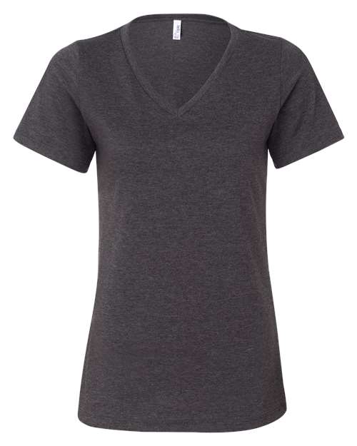BELLA + CANVAS - Camiseta holgada de cuello en V con estampado jaspeado CVC para mujer - 6405CVC