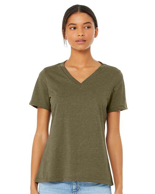 BELLA + CANVAS - Camiseta holgada de cuello en V con estampado jaspeado CVC para mujer - 6405CVC