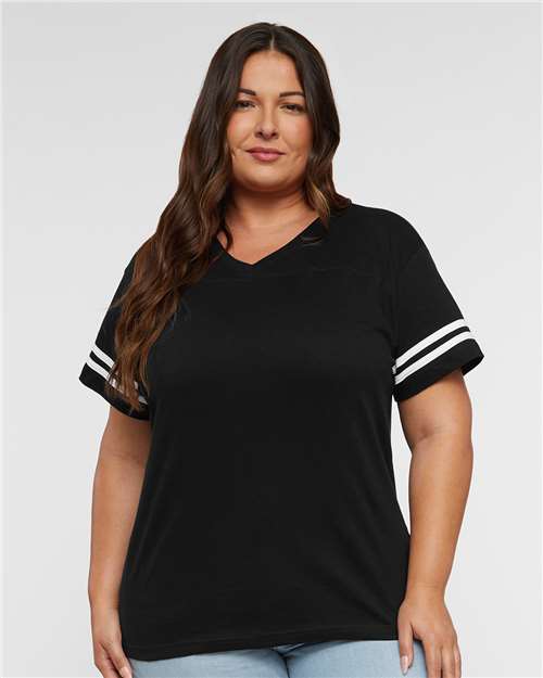 LAT - Camiseta de fútbol con cuello en V para mujer - 3537