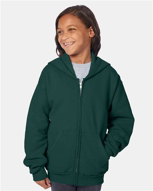 Hanes - Sudadera con capucha y cremallera completa EcoSmart® para jóvenes - P480