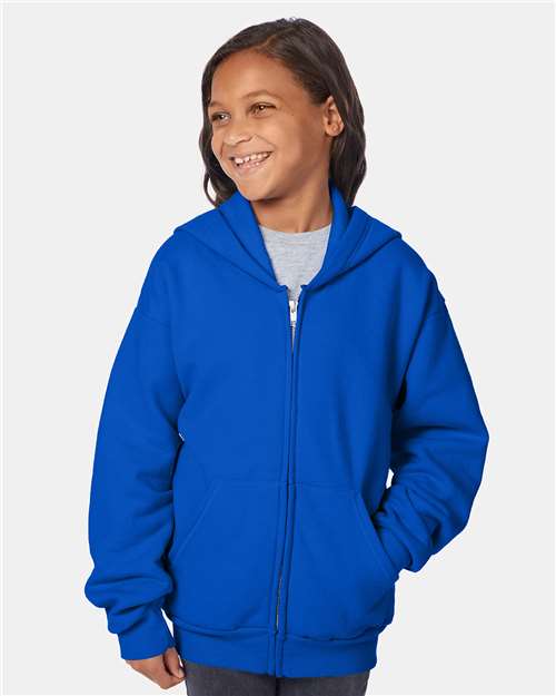 Hanes - Sudadera con capucha y cremallera completa EcoSmart® para jóvenes - P480