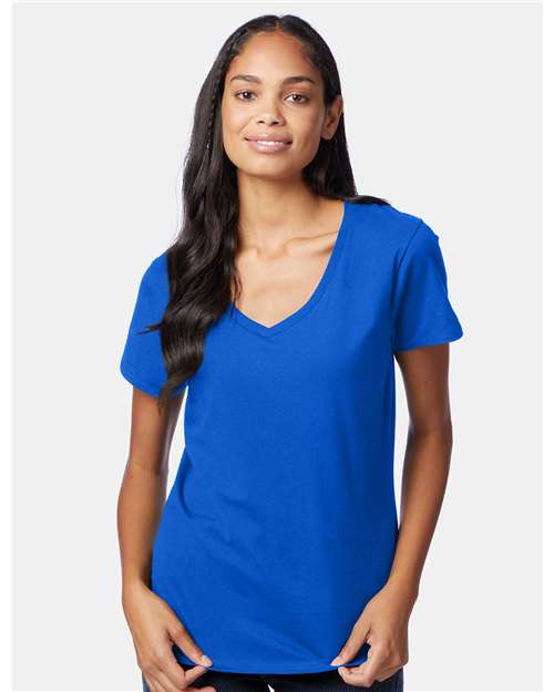 Hanes - Camiseta de cuello en V Perfect-T para mujer - S04V