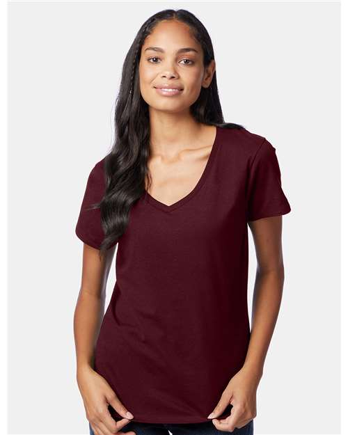 Hanes - Camiseta de cuello en V Perfect-T para mujer - S04V