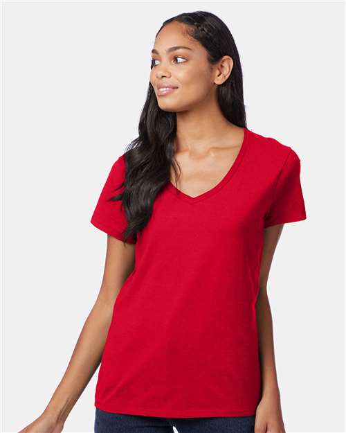 Hanes - Camiseta de cuello en V Perfect-T para mujer - S04V