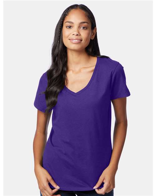 Hanes - Camiseta de cuello en V Perfect-T para mujer - S04V