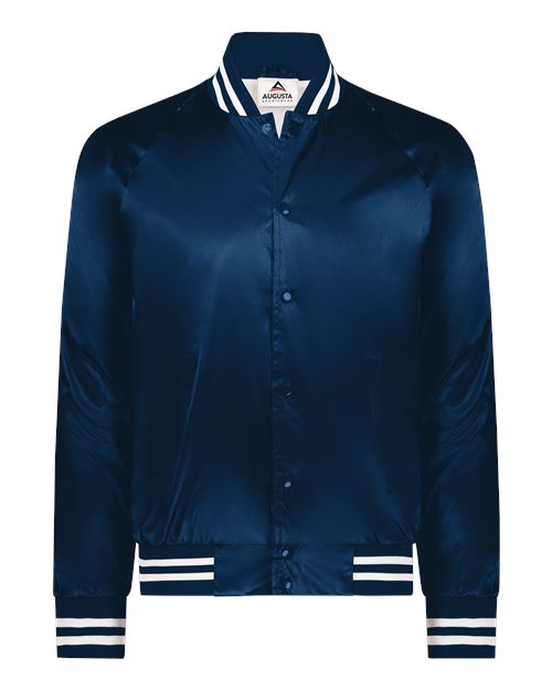 Augusta Sportswear - Chaqueta de béisbol unisex de satén con ribete de rayas - 3610