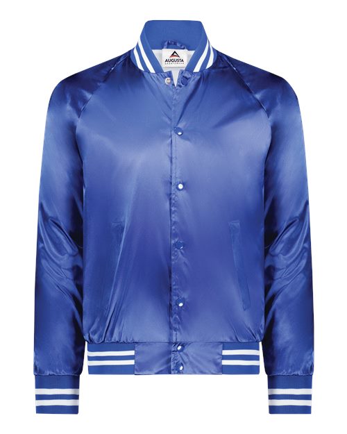 Augusta Sportswear - Unisex Satin Baseball Jacket Striped Trim - 3610