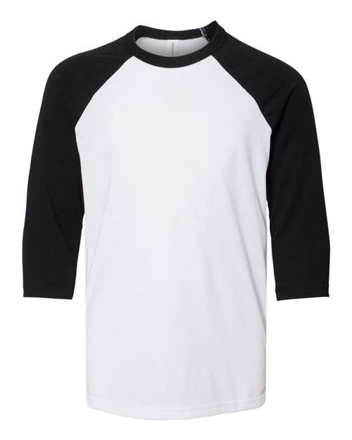 BELLA + CANVAS - Camiseta de béisbol juvenil de manga tres cuartos - 3200Y