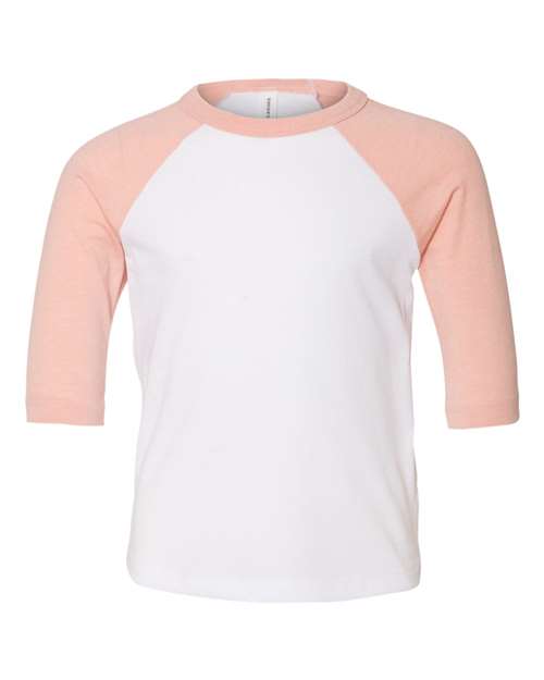 BELLA + CANVAS - Camiseta de béisbol de manga tres cuartos para niños pequeños - 3200T