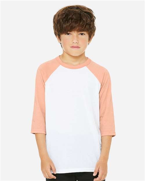BELLA + CANVAS - Youth Three-Quarter Sleeve Baseball Tee - 3200Y