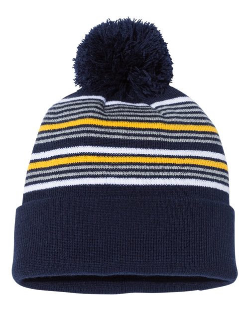 Sportsman - Gorro de punto a rayas con pompón de 30 cm - SP60