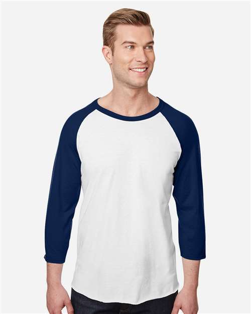 JERZEES - Camiseta de béisbol de manga raglán de tres cuartos hilada en anillo de mezcla premium - 560RR