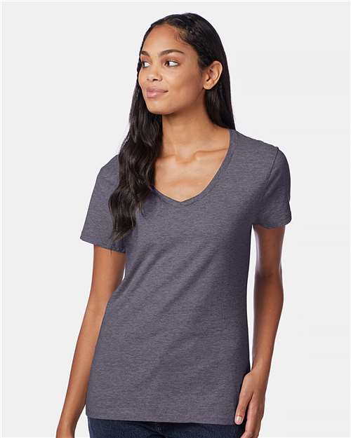 Hanes - Camiseta de cuello en V Perfect-T para mujer - S04V