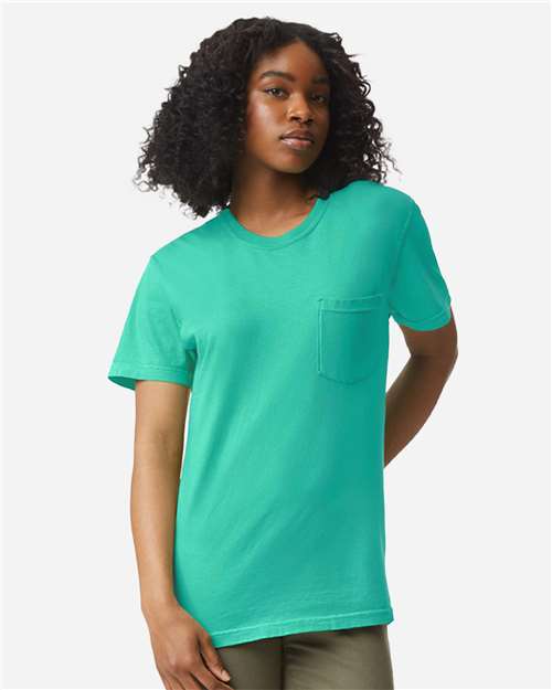 Comfort Colors - Camiseta unisex de tejido pesado con bolsillo y teñido en prenda - 6030