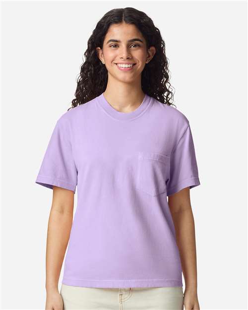Comfort Colors - Camiseta unisex de tejido pesado con bolsillo y teñido en prenda - 6030