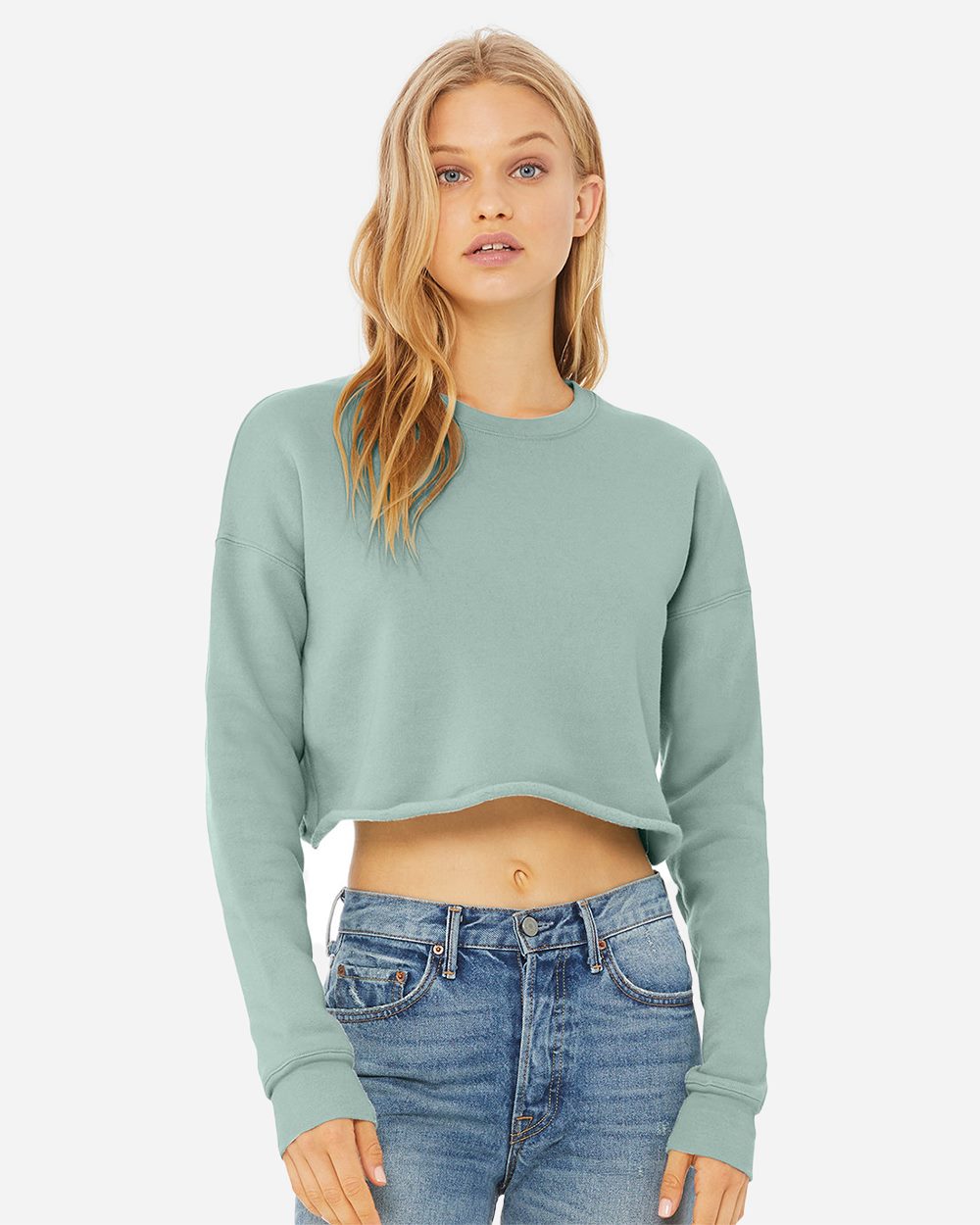BELLA + CANVAS - Sudadera corta de polar con cuello redondo para mujer - 7503
