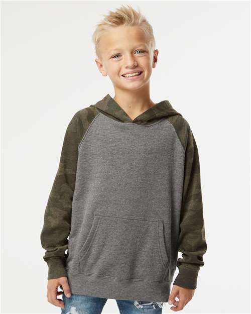 Independent Trading Co. - Sudadera ligera con capucha y manga raglán de mezcla especial para jóvenes - PRM15YSB