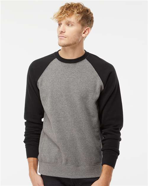 Independent Trading Co. - Sudadera unisex de mezcla especial con cuello redondo y raglán - PRM30SBC