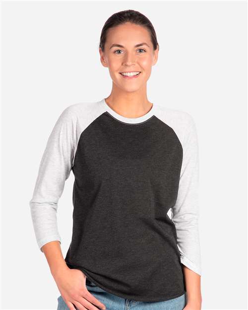 Next Level - Camiseta unisex de manga raglán de tres cuartos de mezcla triple - 6051