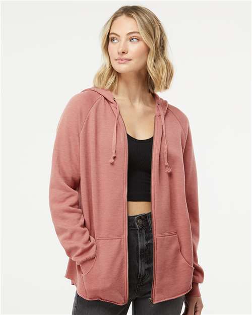 Independent Trading Co. - Sudadera con capucha y cremallera completa con lavado California Wave para mujer - PRM2500Z