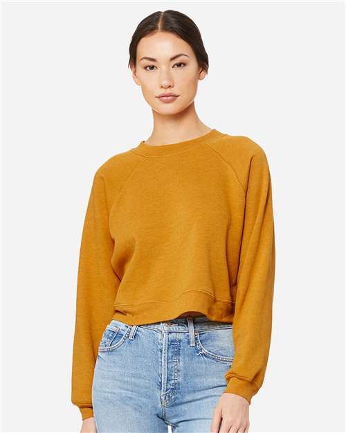 BELLA + CANVAS - Women's Crop Raglan Crewneck Sweatshirt - 7505