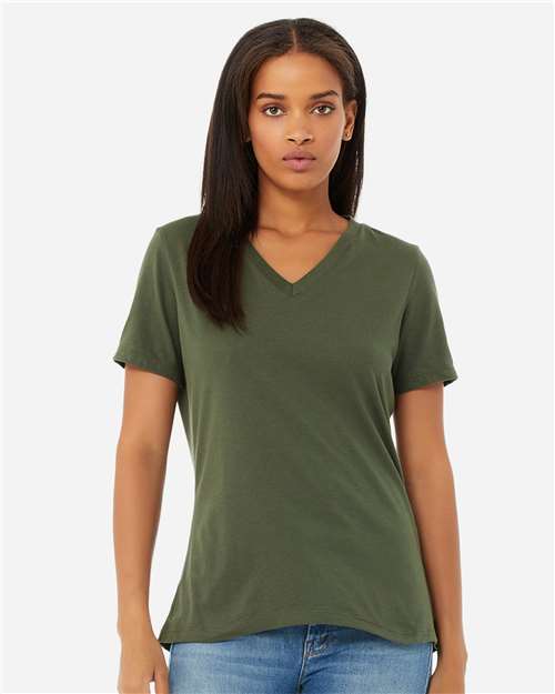 BELLA + CANVAS - Camiseta de jersey holgada con cuello en V para mujer - 6405